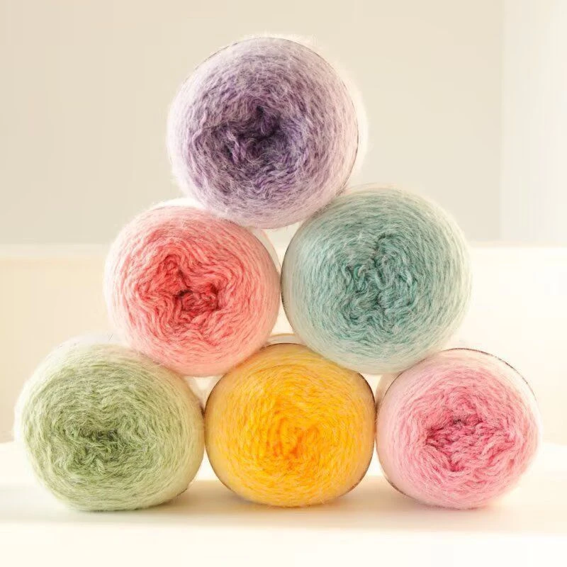 长绒毛渐变线玫瑰花束毯子手工编织diy材料包钩玫瑰披肩七星斗篷