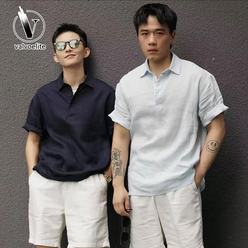 VALVOELITE藏青色短袖衫男士夏季薄款高级感老速干凉感男士上衣