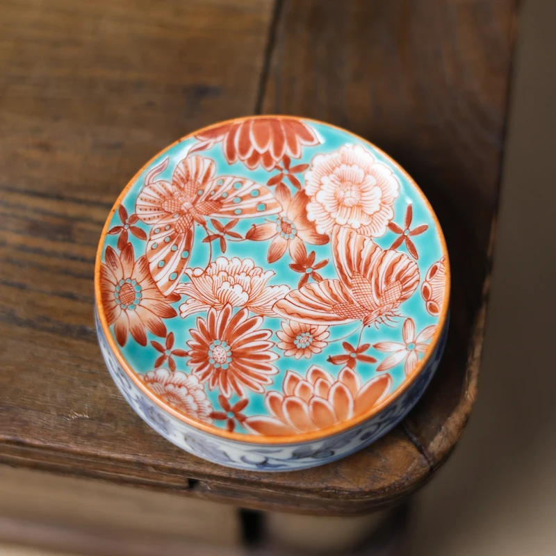 【陶珊居】蝴蝶戏花盖置（霖溪0148）