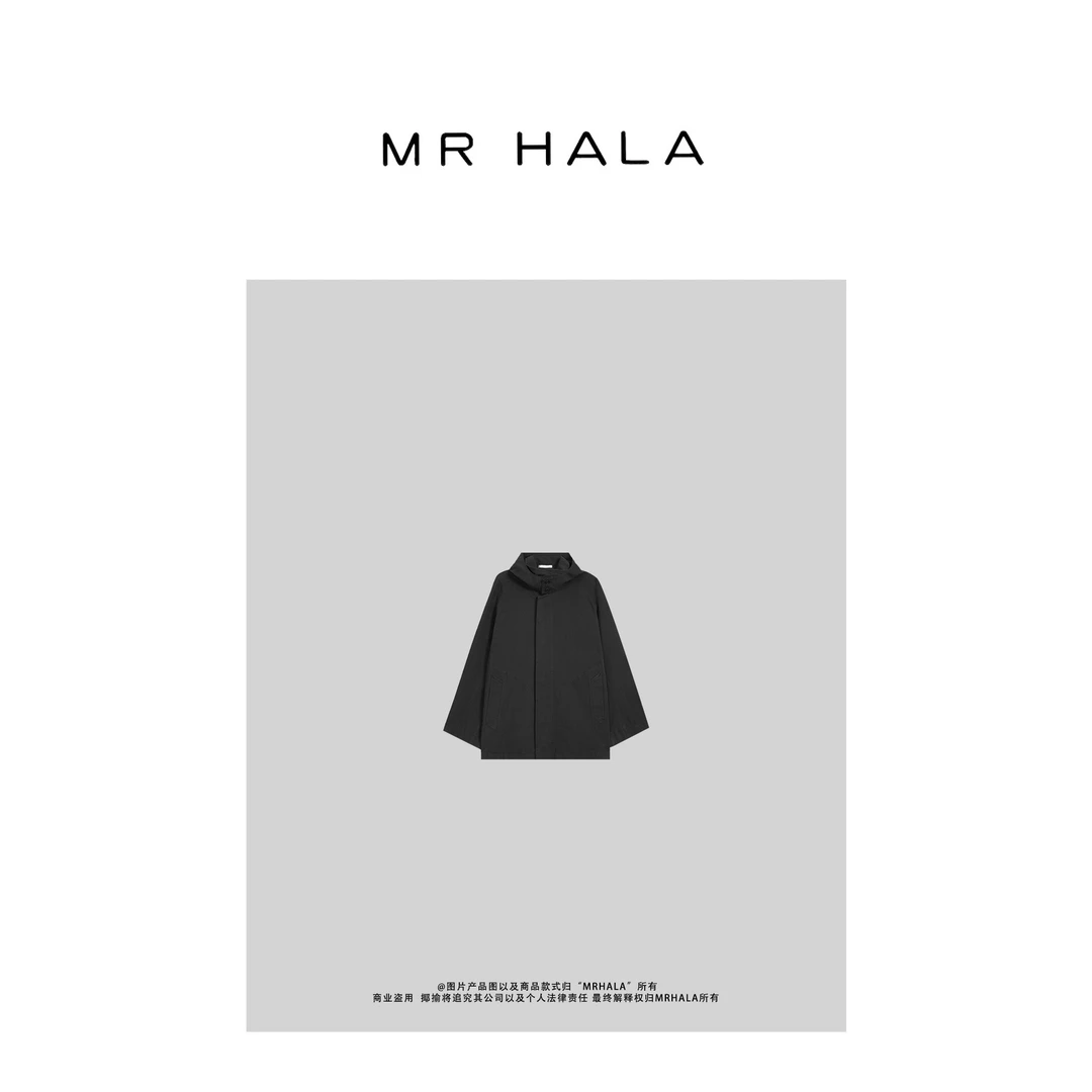 MRHALA 棉麻交织连帽廓形外套女 LW40379