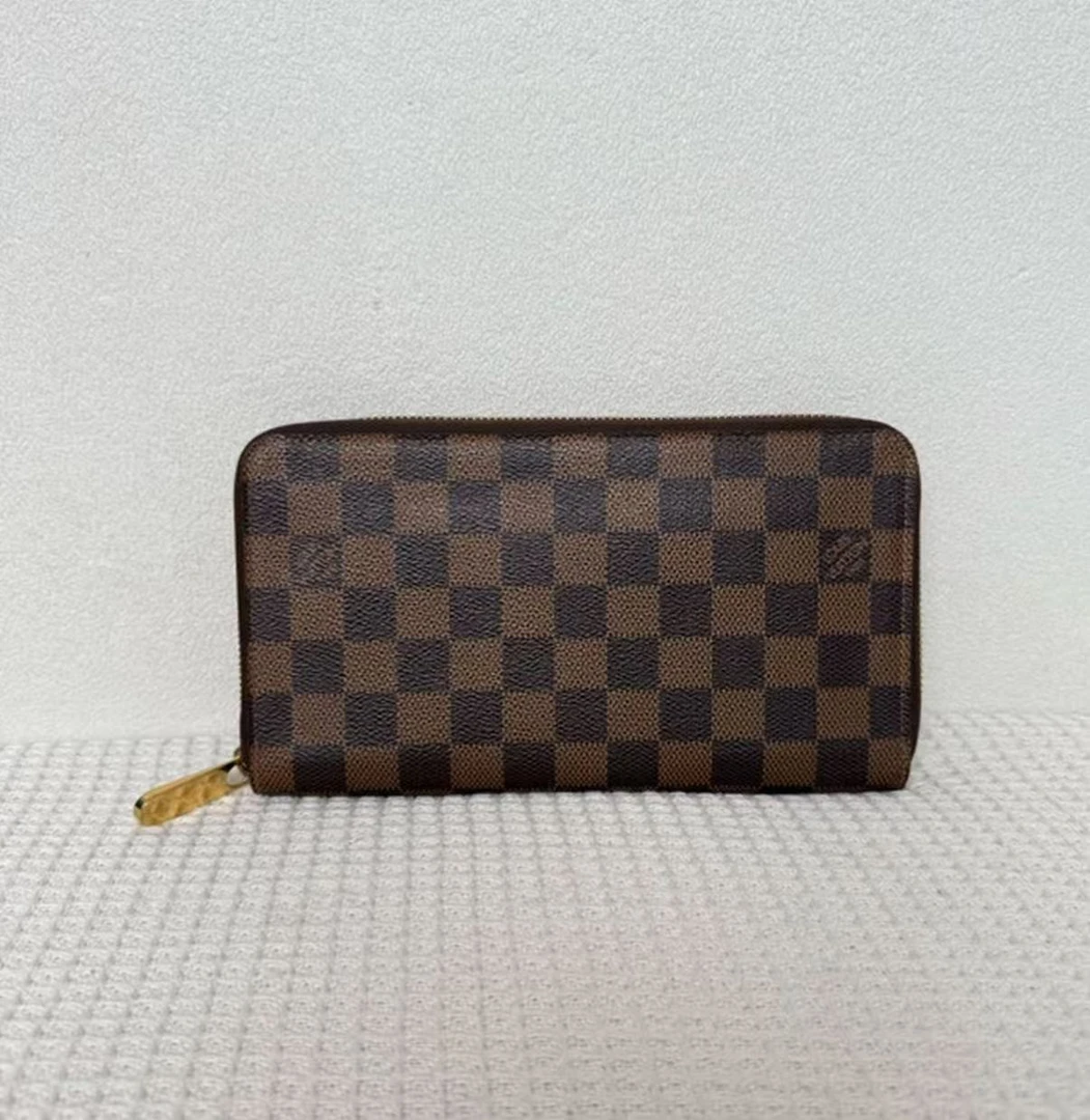 95新 LouisVuitton/路易威登 zippy长款钱包棕色棋盘格/10454122