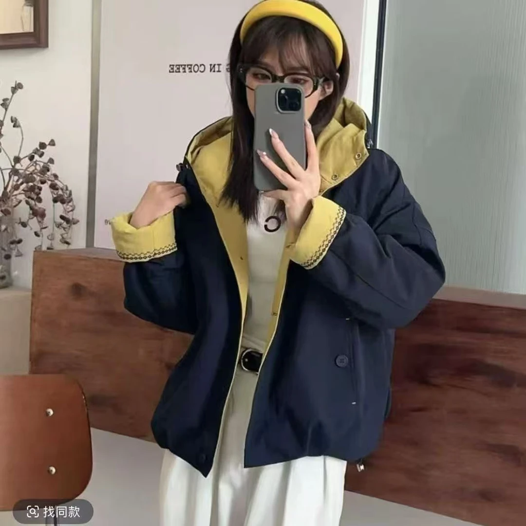 韩版时尚加棉加厚秋冬新款连帽时尚百搭女宽松潮流长袖时尚厚外套