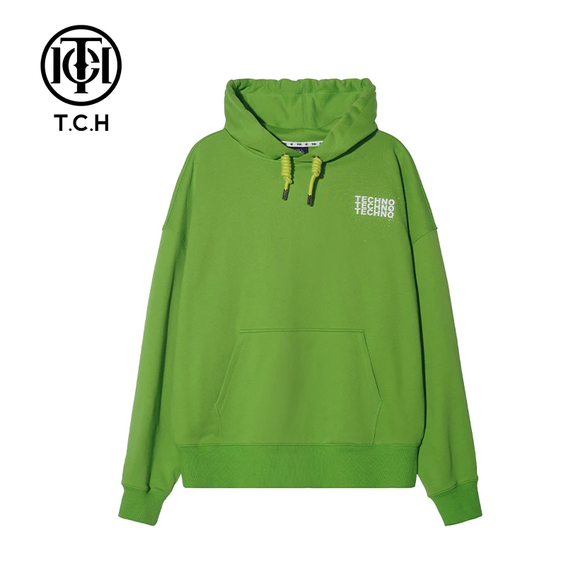 TCH私服秋冬氛围感烫钻时尚淑女黄色连帽卫衣T69D126033轻奢tch