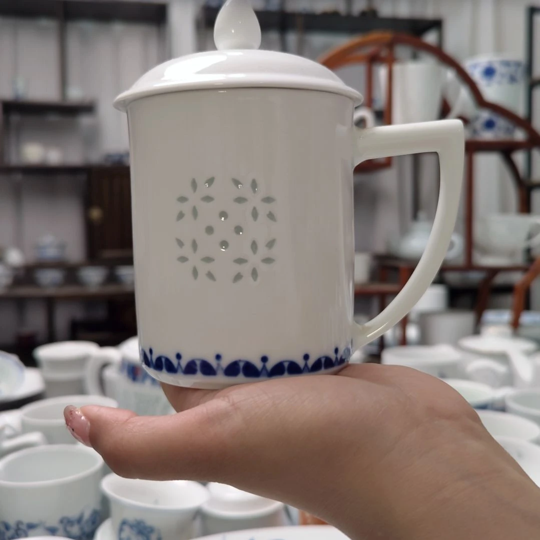 瓷茗香办公杯一套景德镇