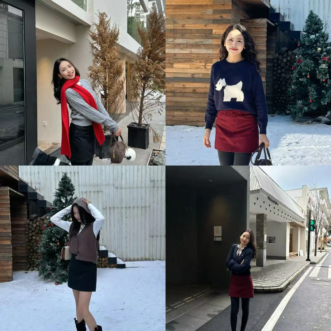 2025年秋冬安哥拉红显瘦牛仔半身裙短裙复古百搭a字裙子黑色