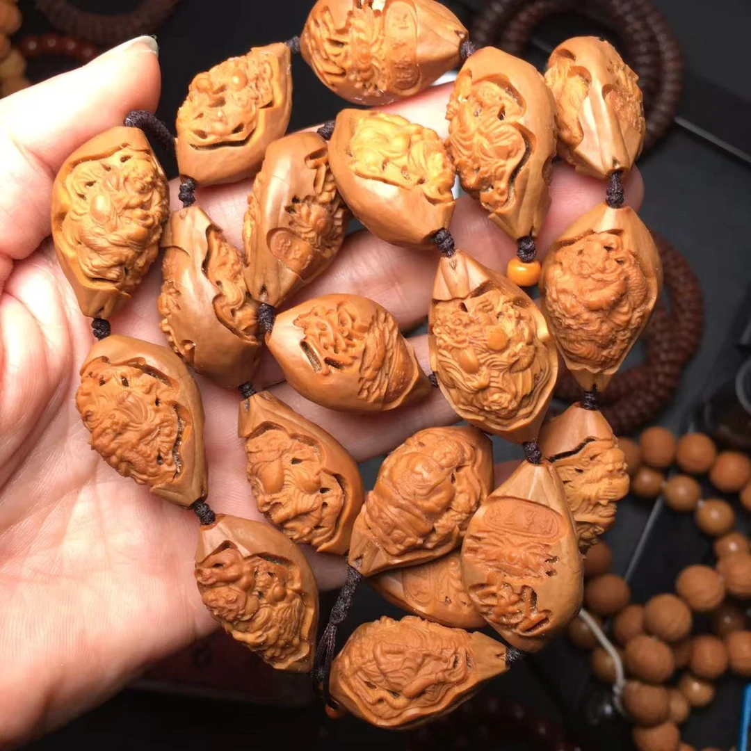 橄榄核核雕雕刻原皮十八罗汉长串