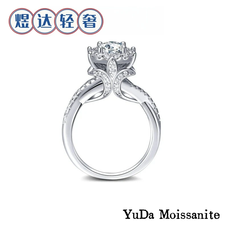 925银莫桑石戒指 D色7A无镀膜莫桑石[王室庄园]爆闪配证书百搭