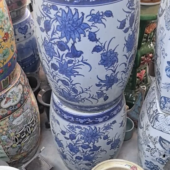 星***步青花瓷器花座2个包邮