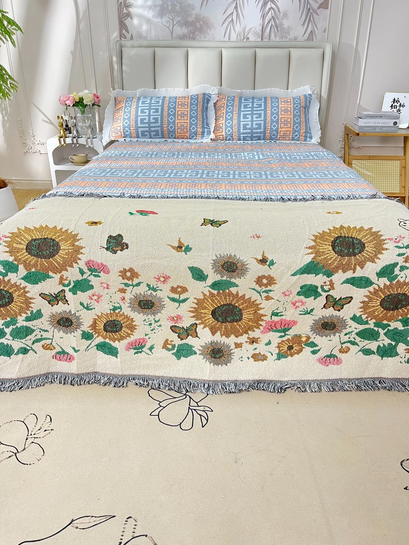 【花语猫】85*180cm流苏沙发巾 多功能四季沙发巾  床盖