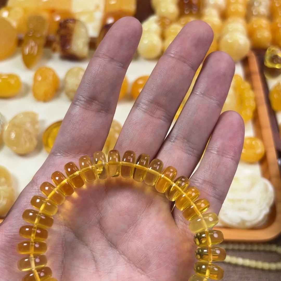 蜜蜡未镶嵌裸石手串