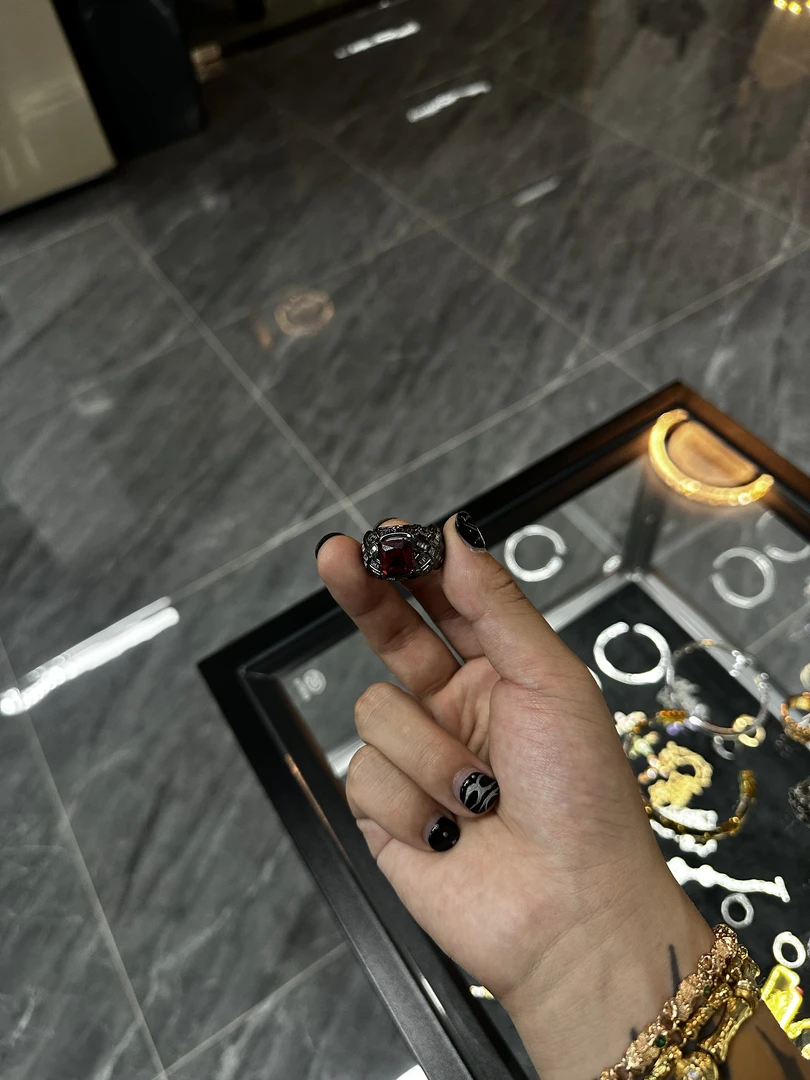 合金戒指 【涅槃  暗夜魔威 戒指】黑色红锆戒指国潮风发