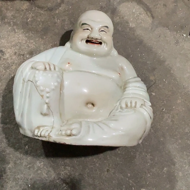 牧***人陶摆件景德镇陶瓷弥勒佛