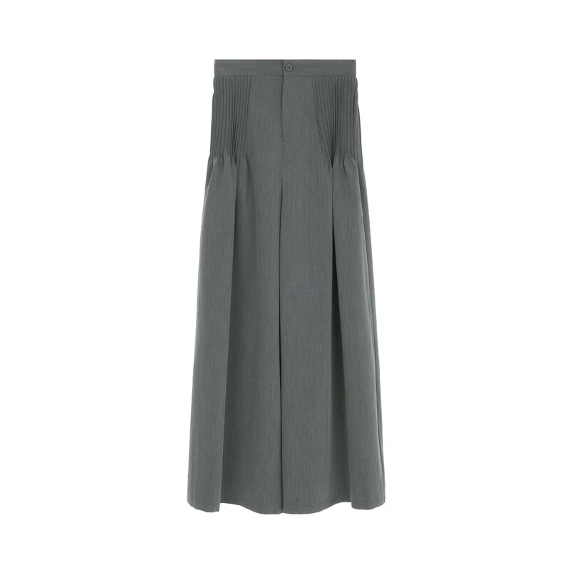 圣迪奥女装遮肉薄款冰丝垂感阔腿裤气质褶皱简约长裤S233Z0828