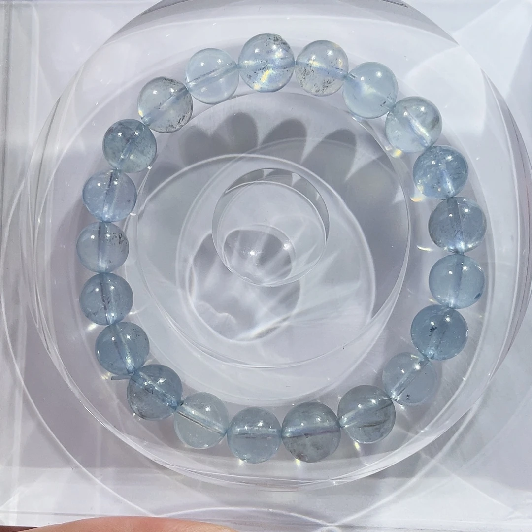 手串水晶未镶嵌9mm黑芝麻海蓝宝