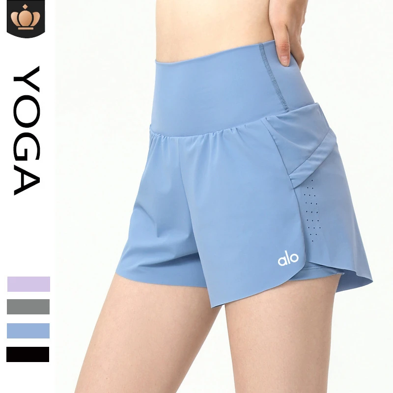 高级套装高级yoga运动短裤女双层防走光跑步紧身纯欲慵懒风女装衣
