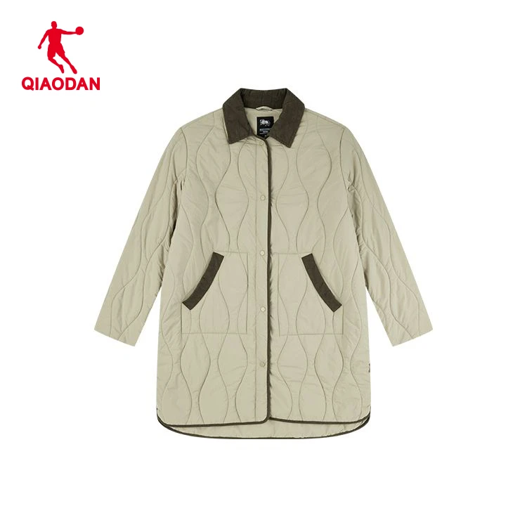 乔丹梭织棉服女2025冬季保暖透气宽松中长款运动服QDLGM2254473B