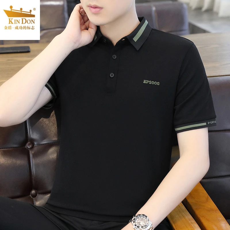 金盾夏季polo衫男士短袖T恤薄款冰丝翻领爸爸装商务休闲潮牌衣服