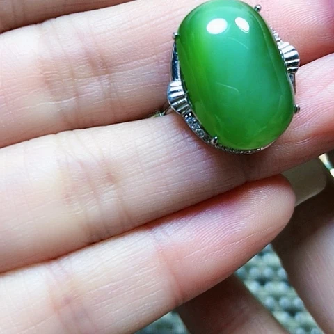 和田玉银S925镶嵌戒指