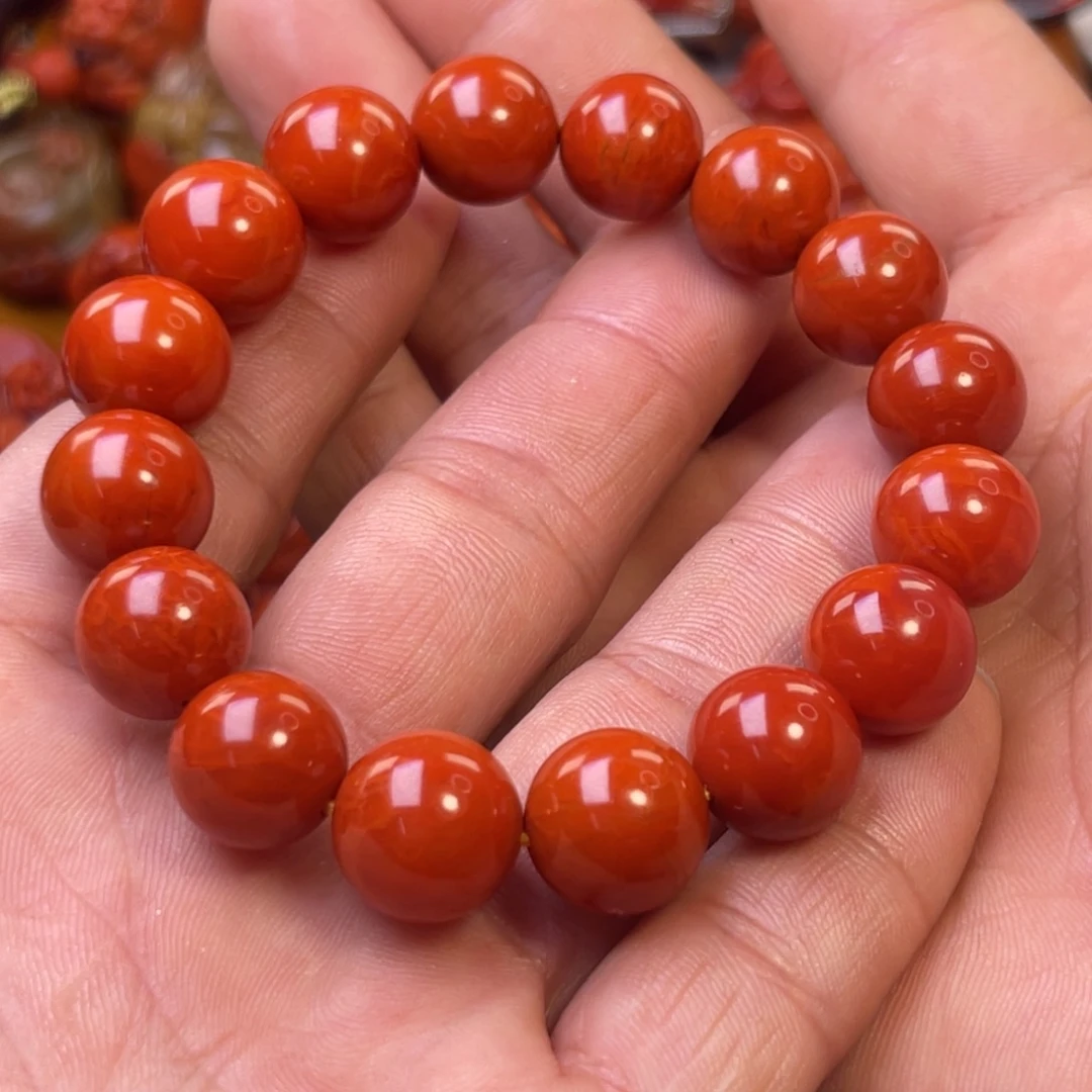南红玛瑙未镶嵌川料精工圆珠手串卡13➕