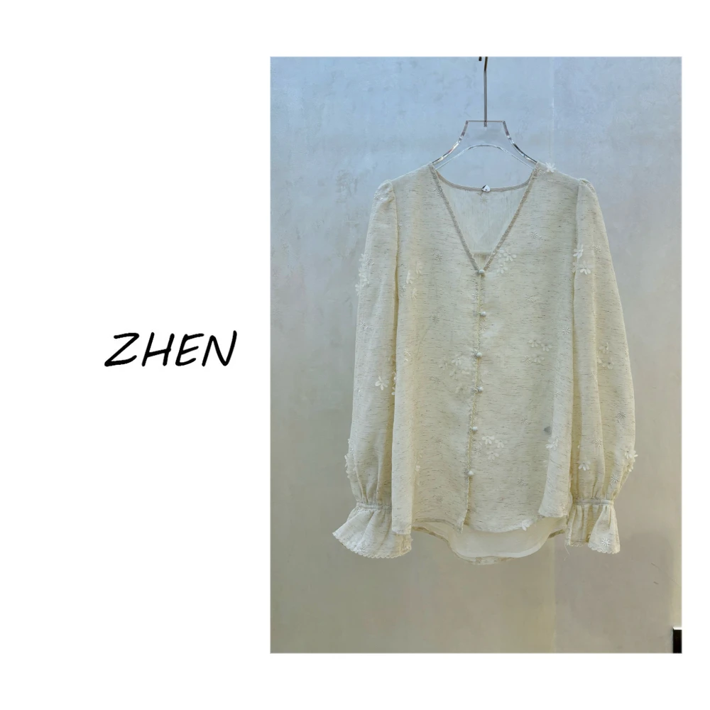 【ZHEN】25K00239 2025新款衬衫显瘦时尚百搭设计师轻奢款