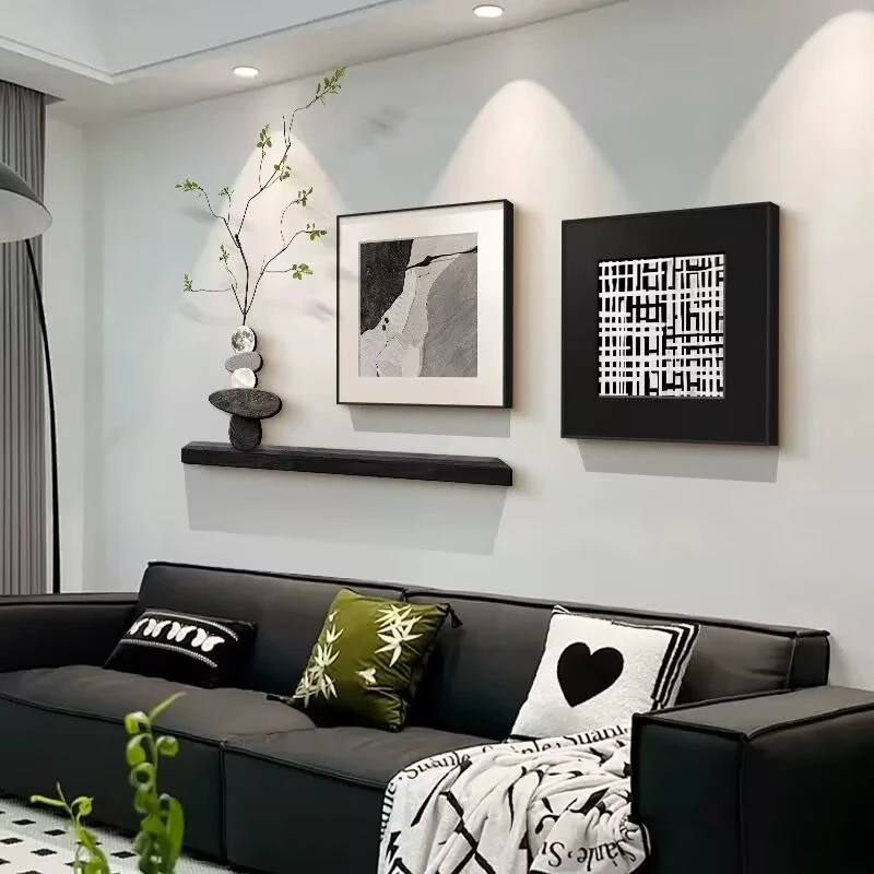 黑白抽象客厅装饰画沙发背景墙壁挂画轻奢高级感新款餐厅装饰挂画