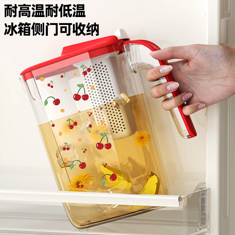 花茶冷水壶红色凉水壶透明简约果茶果汁水壶红色樱桃凉杯