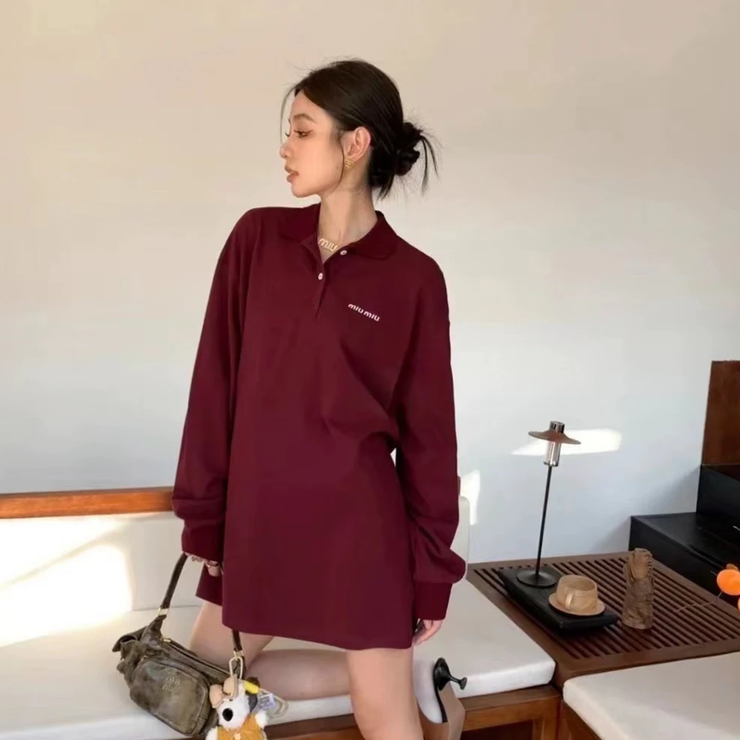 未使用 MIU MIU/缪缪 徽标logo字母长袖Polo衫