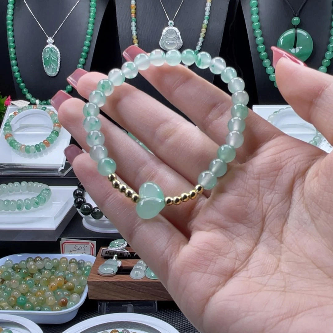 石英质玉（非洲翠）合金手串