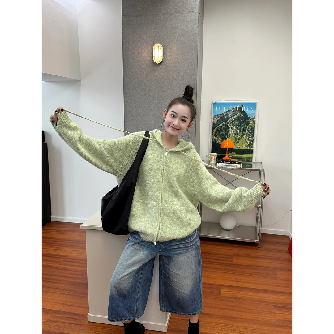 19studio WAYNEPRINCE美式复古百搭连帽开衫卫衣情侣休闲宽松毛衣