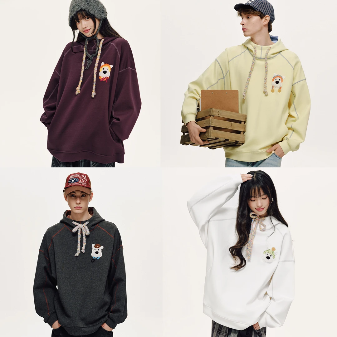 PSO Brand太空棉美式情侣装复古宽松百搭西高地连帽卫衣PWY128