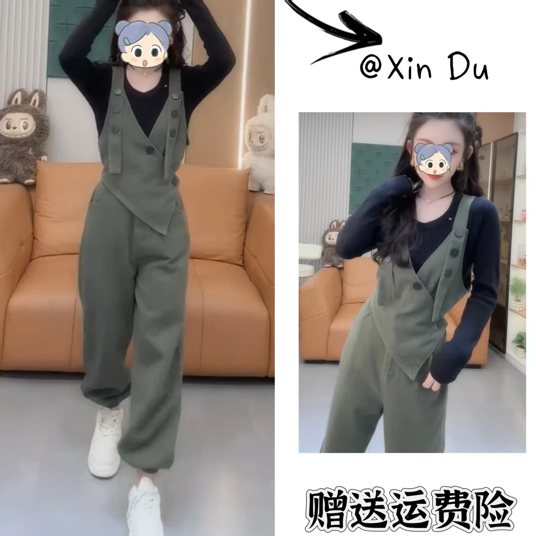 2025秋季新款时尚显瘦气质女士网红洋气两件套百搭款D23068