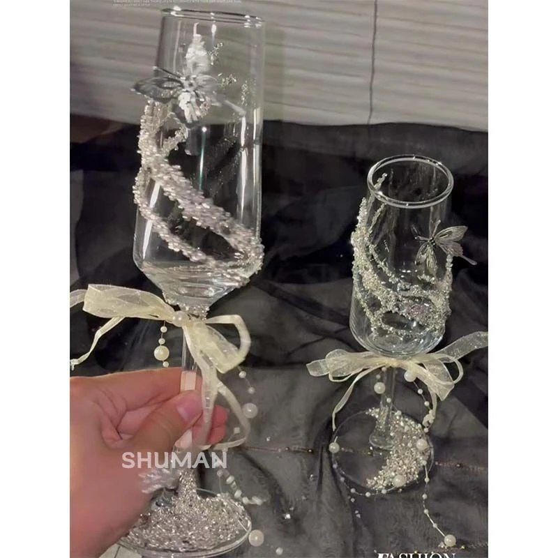 ins风敬酒杯手工diy材料包订婚结婚婚礼拍照道具生日礼物送朋友