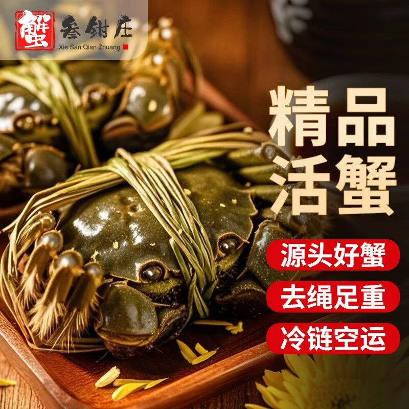 【活蟹】江苏精品大闸蟹 全公3斤 公3.5两起 7-9只京东顺丰包邮
