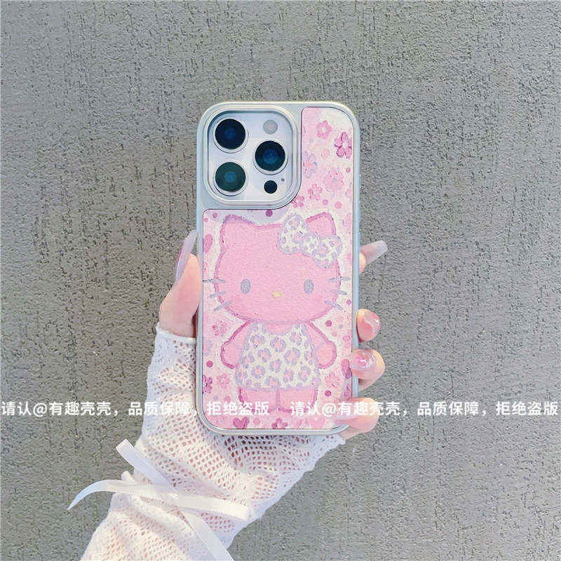 电镀大孔相框皮纹适用苹果iPhone17/华为荣耀/小米手机壳pura70潮