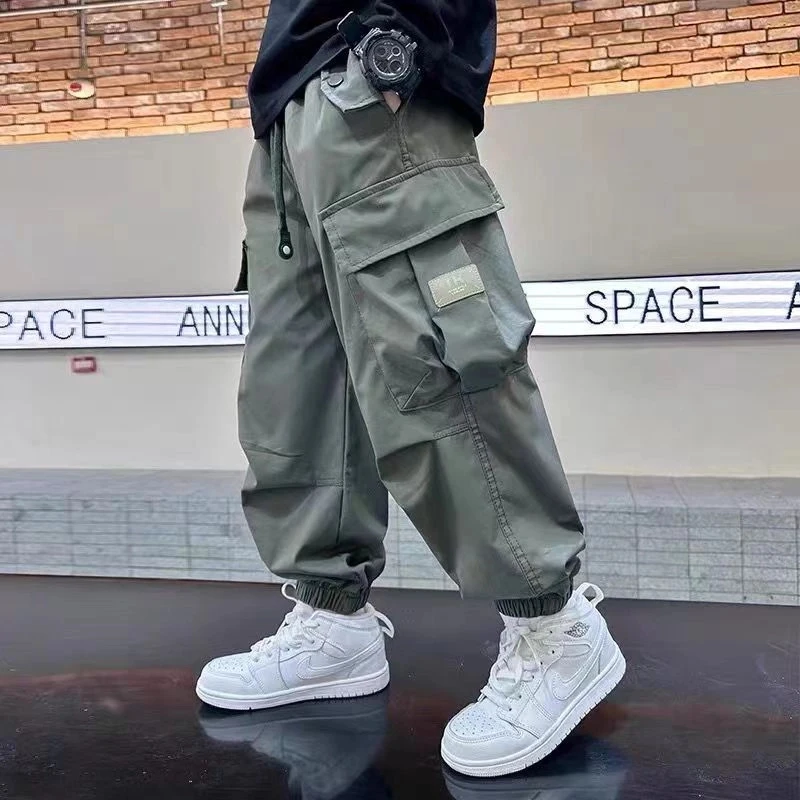 男童痞帅工装裤春秋款2024秋季新款儿中大童运动休闲裤宽松长裤潮