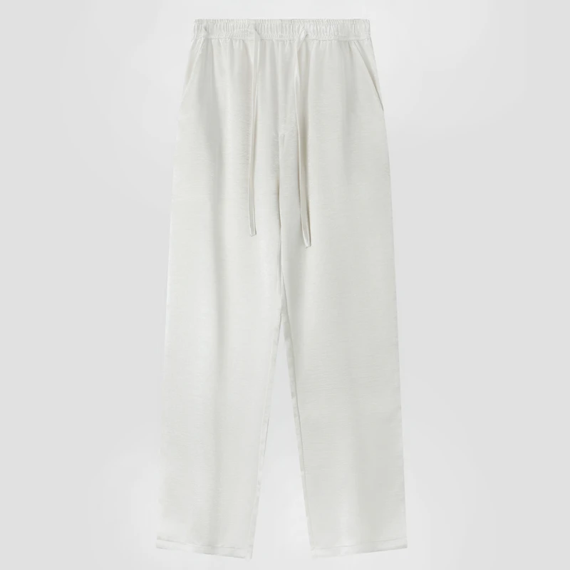 高端夏季薄款冰丝休闲裤男士夏中国风宽松舒适纯色直筒裤子男