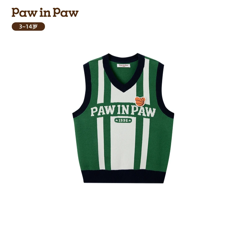 【商场同款】PawinPaw童装25年秋季新款男童针织V领马甲PCVKF3811M