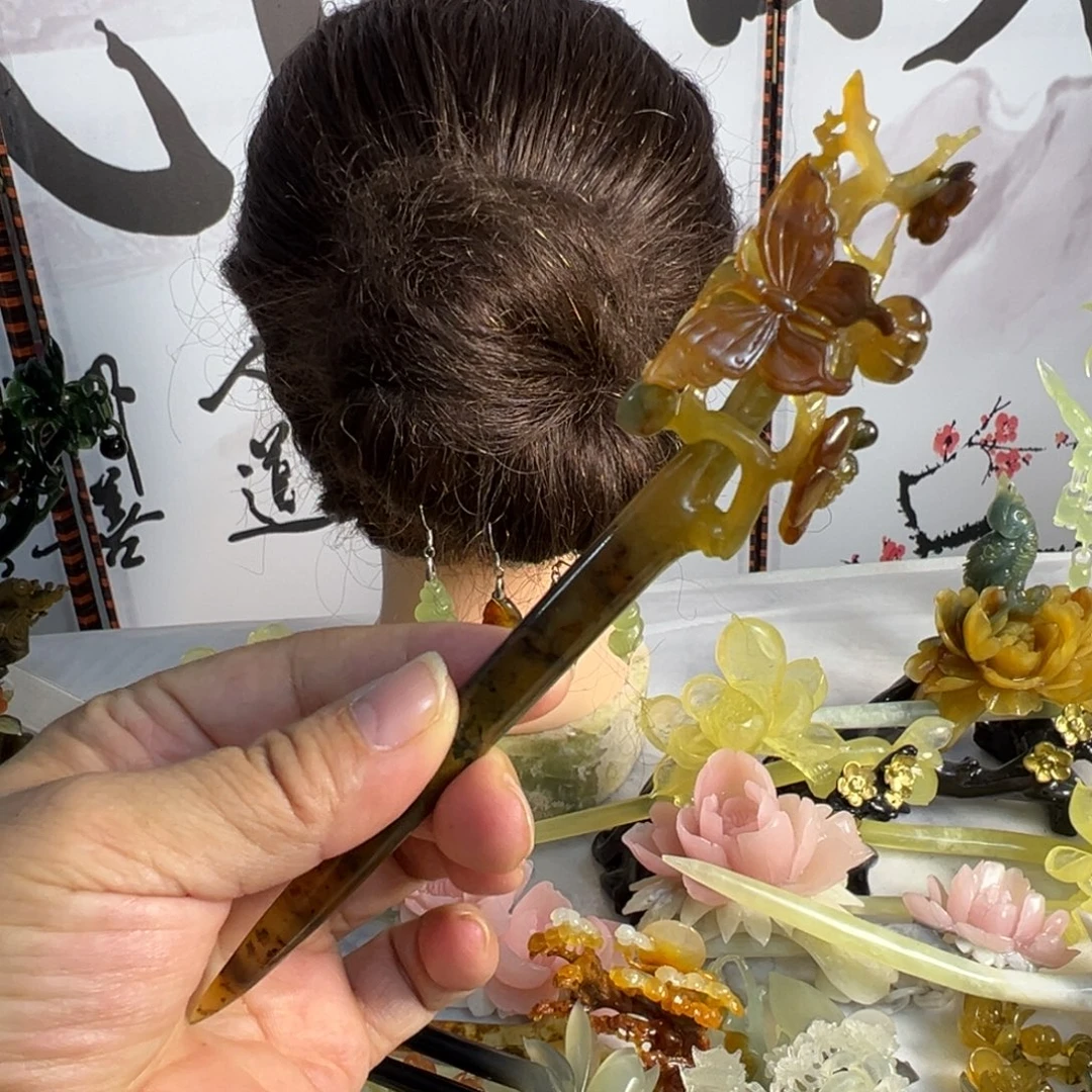 蛇纹石玉未镶嵌发饰