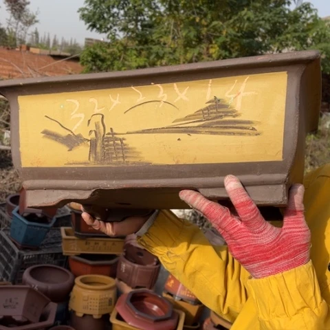 紫砂花盆特价包邮送盒