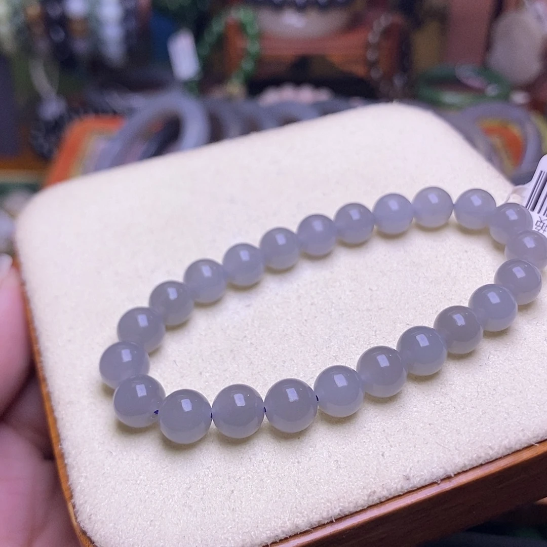 和田玉未镶嵌颈饰浓烟紫老矿料手串8mm