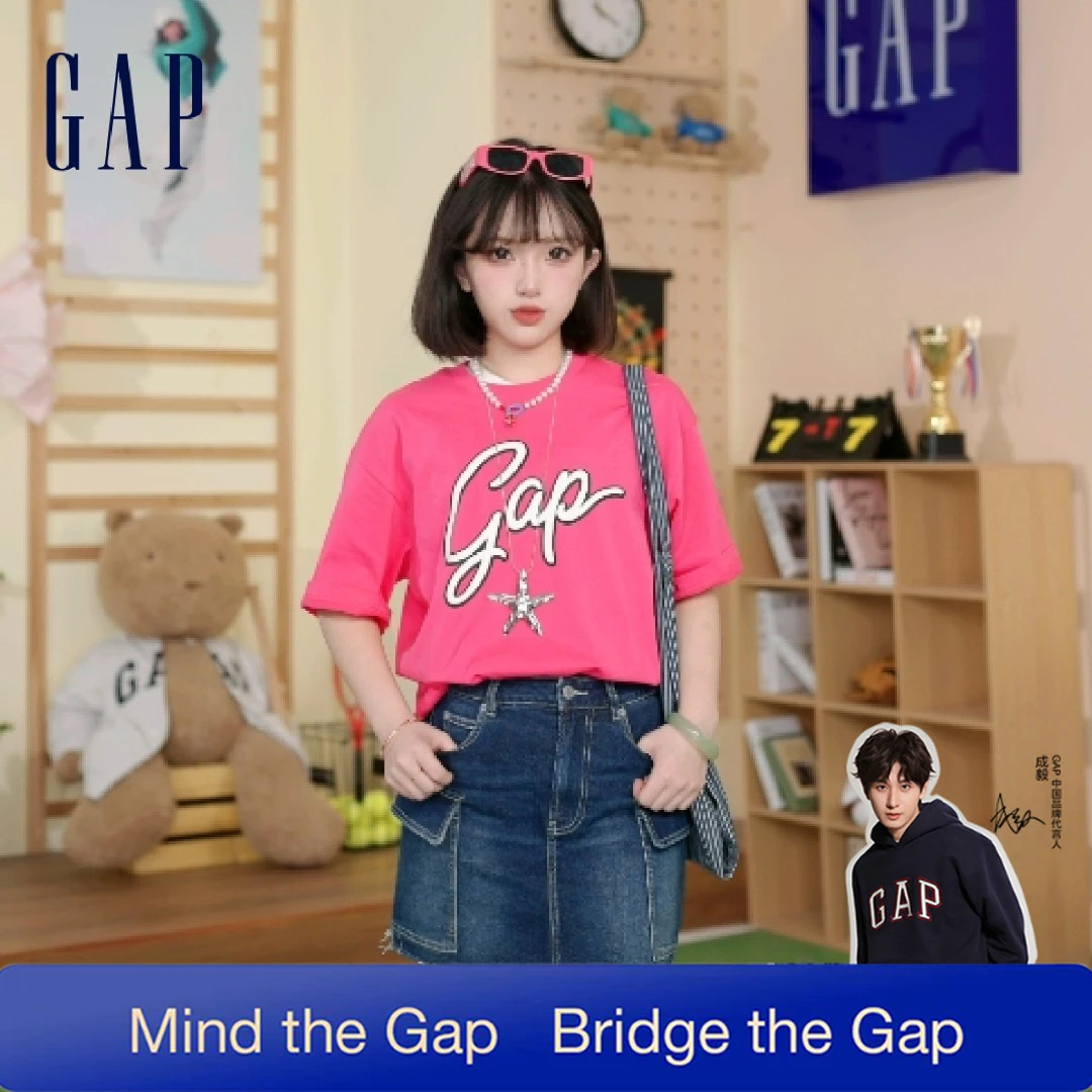 【成毅代言】Gap夏季纯棉情侣短袖T恤跑步宽松圆领情侣短袖727507