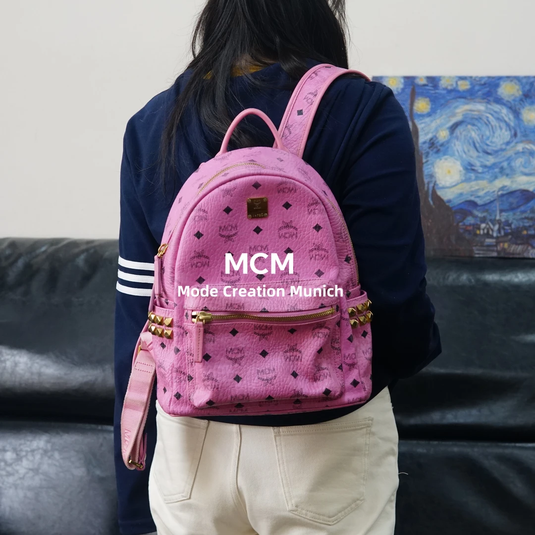95新 MCM 粉色双肩包/SD01711078/1078