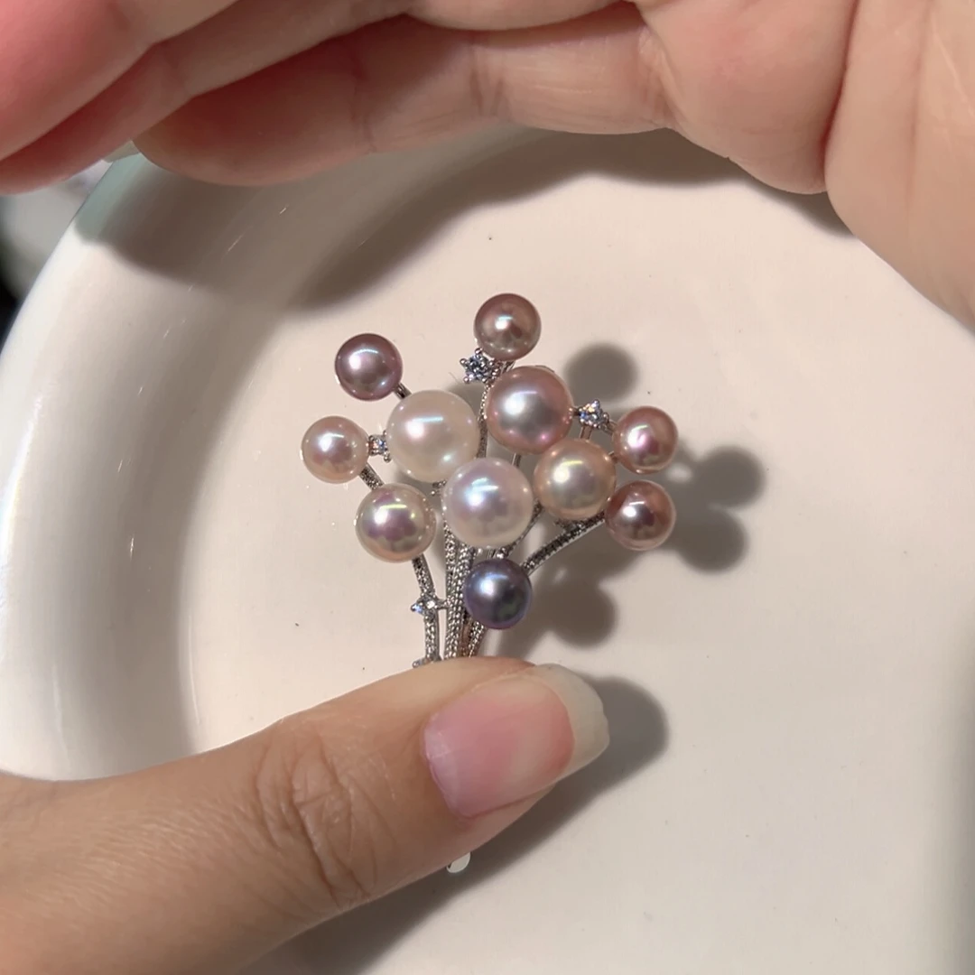 极光炫彩天然珍珠合金淡水珍珠