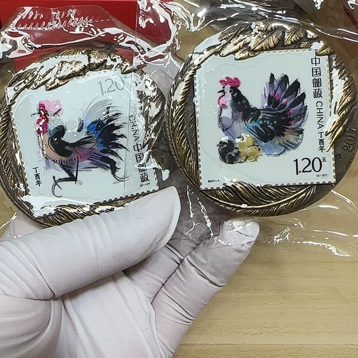 其他普通金属生肖鸡铜章一对无证
