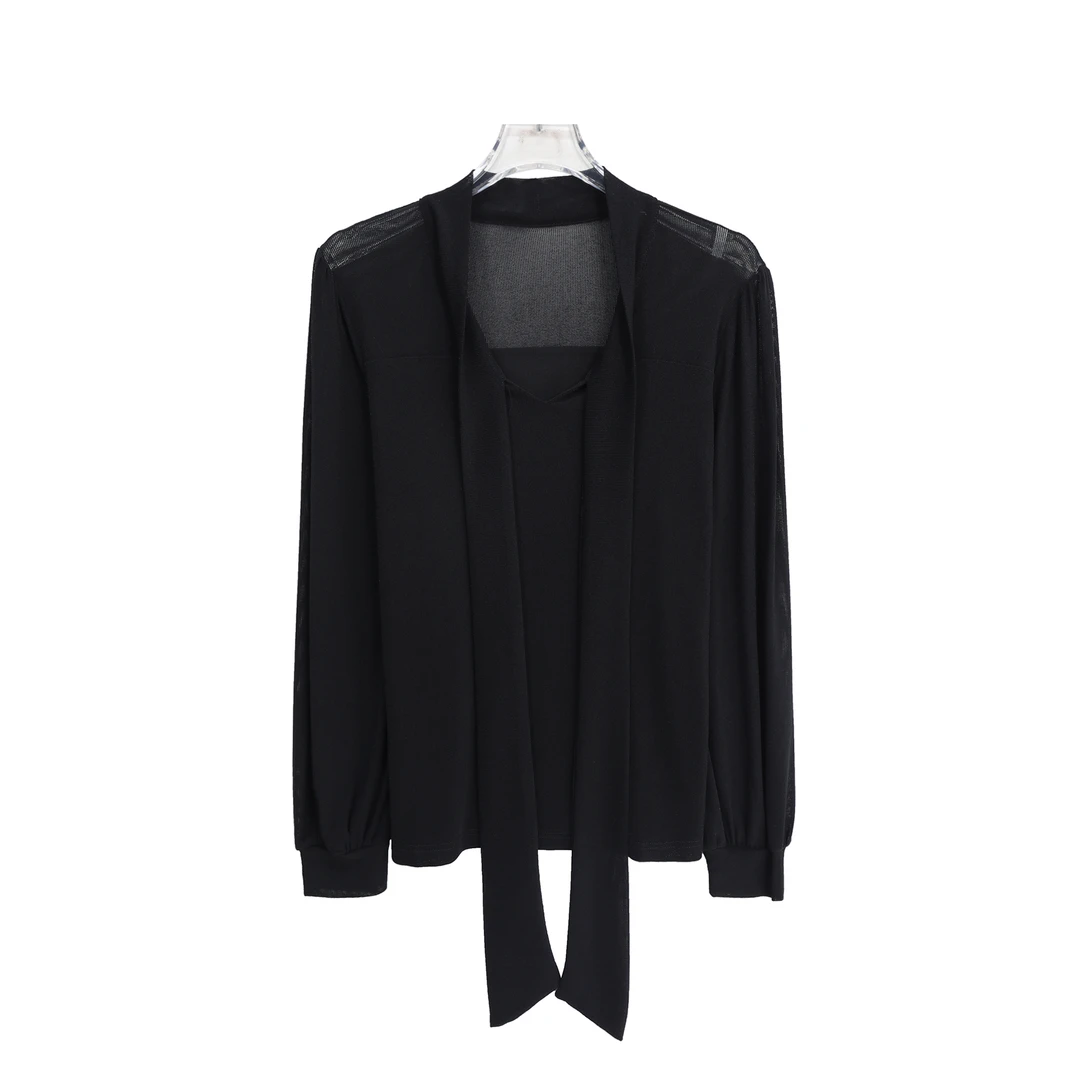 新款御姐风系带设计感轻熟气质显瘦时尚T恤X2787