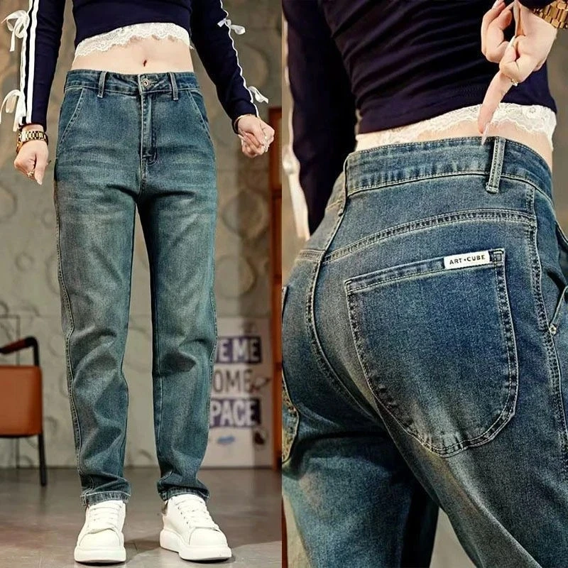 牛仔裤男士秋季宽松直筒潮流复古水洗美式长裤子秋季新款男装休闲