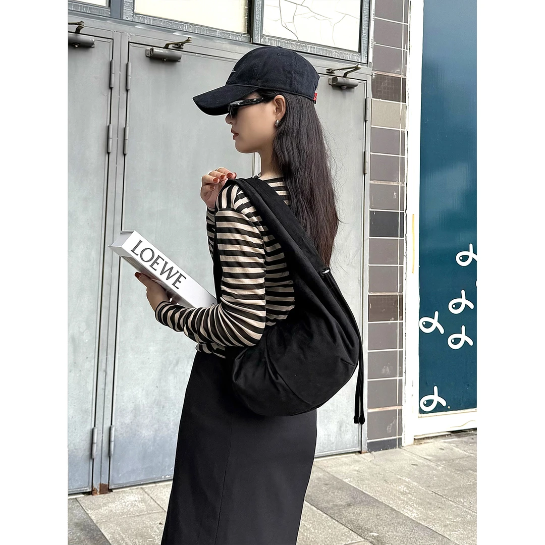 BYZZ小众麂皮绒包包2025新款秋冬单肩饺子包复古百搭通勤腋下包女