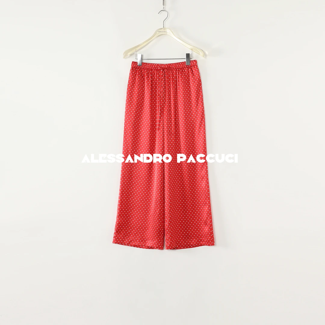 AP洛哥53208KC【波点裤】黑标/100桑蚕丝松紧腰两色时尚百搭九分裤