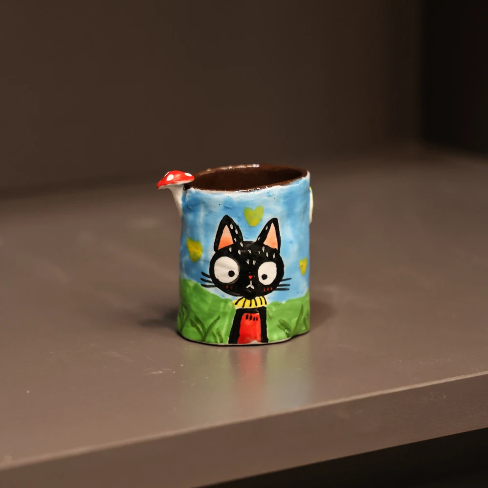 三只熊陶瓷手捏杯紫砂小小杯