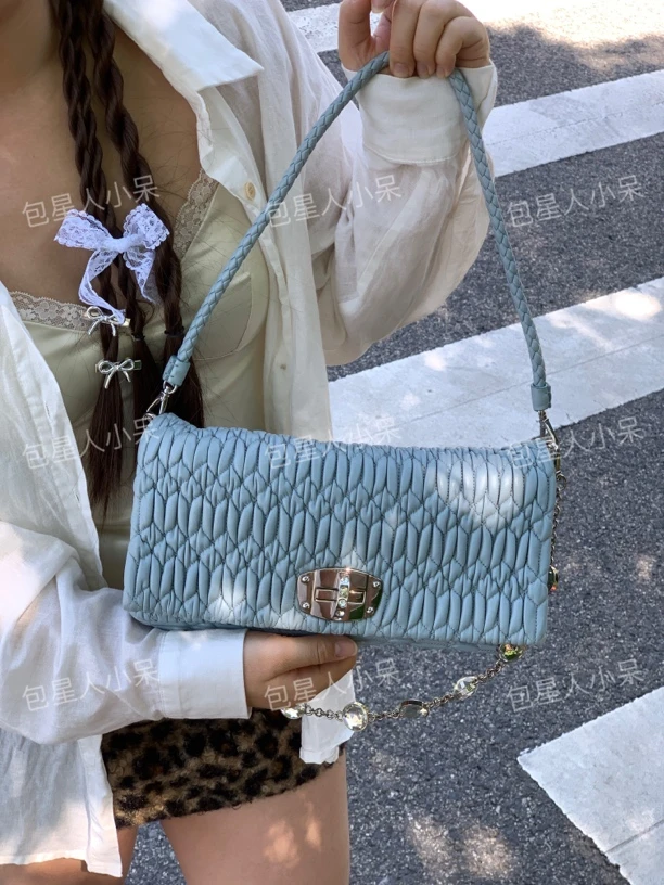 95新 MIU MIU/缪缪 新款小号baby蓝宝石包
